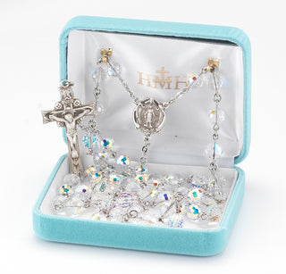 8mm Aurora Finest Austrian Crystal Rosary - Engravable