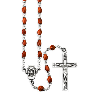Brown Oval Cocoa Rosary Engravable