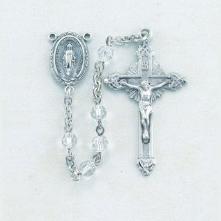 Round Clear Finest Austrian Crystal Rosary - Engravable