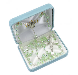 Round Chrysolite Finest Austrian Crystal Rosary - Engravable