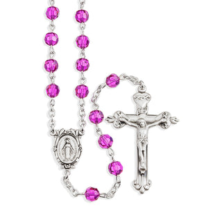 Fuschia Finest Austrian Crystal Rosary Engravable