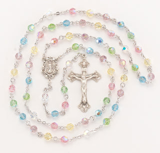 Multi Color Finest Austrian Crystal Rosary - Engravable