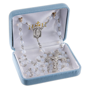 Opal Finest Austrian Crystal Rosary - Engravable