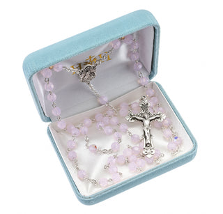 Rose Opal Finest Austrian Crystal Rosary - Engravable