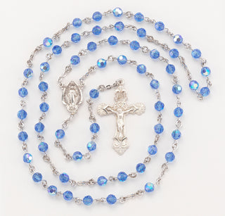 Sapphire Finest Austrian Crystal Rosary - Engravable