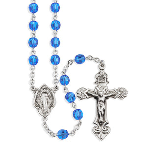 Sapphire Finest Austrian Crystal Rosary Engravable