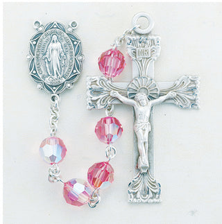 Pink Finest Austrian Crystal Rosary - Engravable
