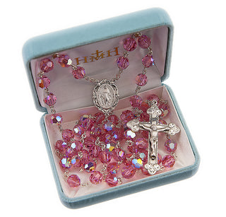 Pink Finest Austrian Crystal Rosary - Engravable