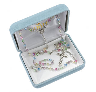 Multi Color Finest Austrian Crystal Rosary - Engravable