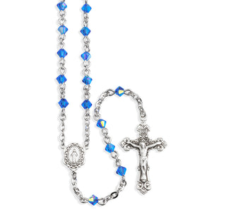 Sapphire Finest Austrian Crystal Rosary Engravable 1