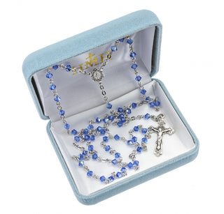 Sapphire Finest Austrian Crystal Rosary - Engravable
