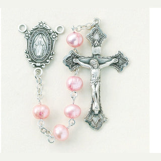 Pink Freshwater Pearl Rosary - Engravable