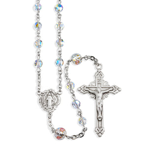 Austrian Crystal And Murano Glass Rosary Engravable