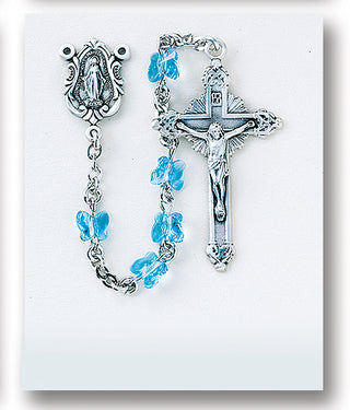 Aqua Finest Austrian Crystal Butterfly Rosary - Engravable
