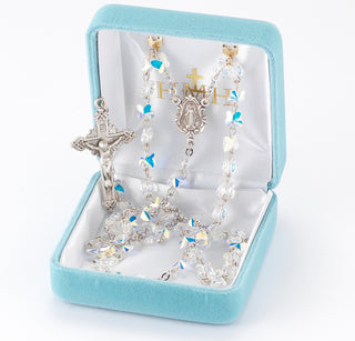 Aurora Borealis Finest Austrian Crystal Butterfly Rosary - Engravable