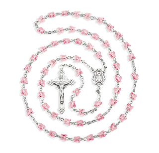 Light Rose Finest Austrian Crystal Butterfly Rosary - Engravable