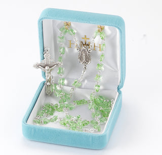 Peridot Finest Austrian Crystal Butterfly Rosary - Engravable