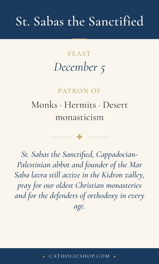 St. Sabas the Sanctified Holy Cards