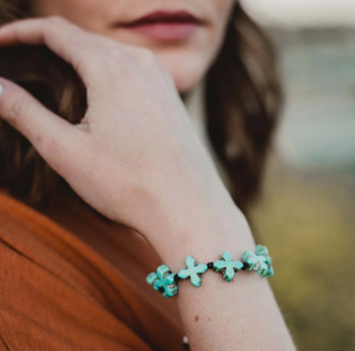 Grounded in Faith Knotted Cross Bracelet - Blue