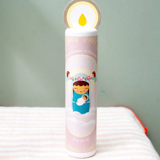 Mary Queen of Heaven (Hail Holy Queen) Wooden Prayer Candle