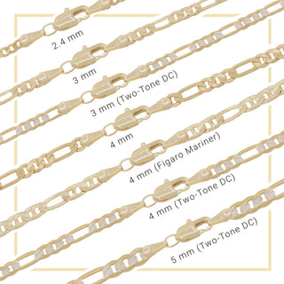 14K Gold Filled Anklet Diamond Cut Figaro Chain Anklet 10" Women Jewelry