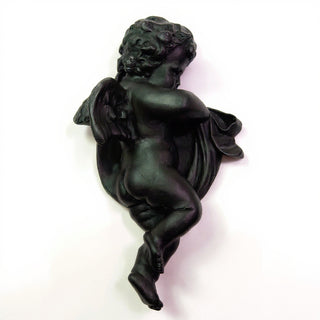 Cherub Wall Plaque - 12-inch — Dusted Black finish