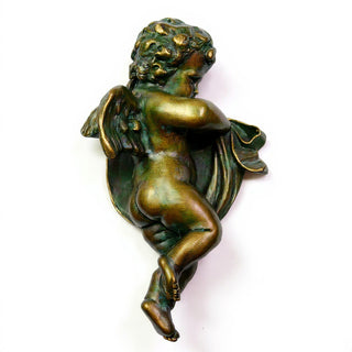 Cherub Wall Plaque - 12-inch — Green Bronze finish
