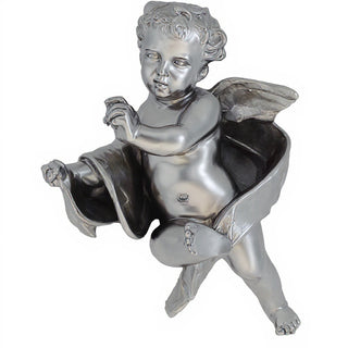 Cherub Tapestry - Left Wall Plaque - 12-inch — Antique Silver finish