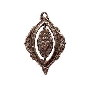 Vintage Bronze Openwork Sacred Heart Medal