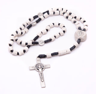 Medjugorje St. Benedict Stone Rosary - Black Cord