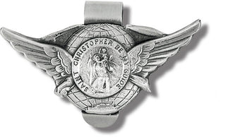 Winged St Chris Over Globe Visor Clip 3-Pack