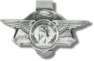 Winged St Chris Visor Clip with Plane, Boat and Car 3-Pack