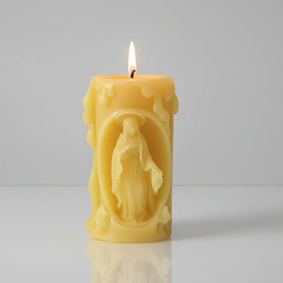 Virgin Mary Catholic  Beeswax Prayer Candle