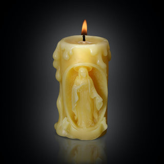 Virgin Mary Catholic  Beeswax Prayer Candle
