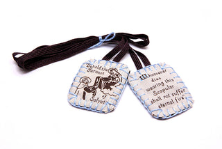 Sisters of Carmel Large Scapular with White Label and Blue Edge