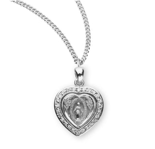 Sterling Silver Miraculous Medal With Cubic Set Zircons