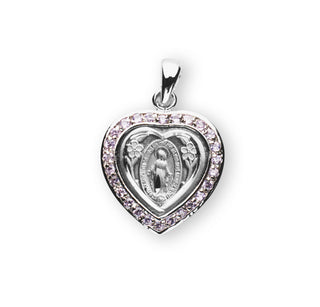 Sterling Silver Miraculous Medal with Cubic Set Zircons
