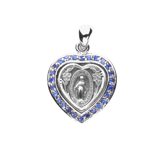 Sterling Silver Miraculous Medal with Cubic Set Zircons