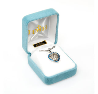 Sterling Silver Miraculous Medal with Cubic Set Zircons