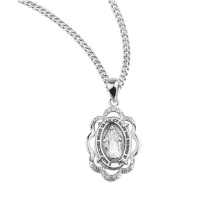 Sterling Silver Miraculous Medal With Cubic Set Zircons 4