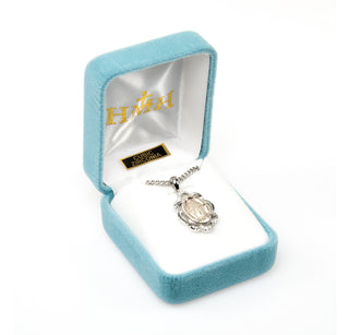 Sterling Silver Miraculous Medal with Cubic Set Zircons