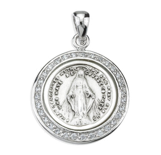 Sterling Silver Round Miraculous Crystal Cubic Zirconia "CZ's" Pendant