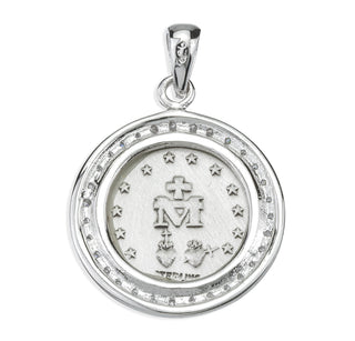 Sterling Silver Round Miraculous Jet Black Cubic Zirconia "CZ's" Pendant