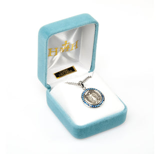 Sterling Silver Round Miraculous Sapphire Cubic Zirconia "CZ's" Pendant