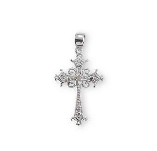 7/8-inch Sterling Silver Cubic Zircon Cross Boxed