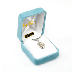 Sterling Silver Miraculous Medal with Cubic Set Zircons