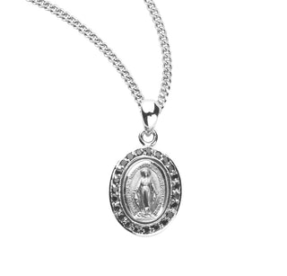 Sterling Silver Miraculous Medal With Cubic Set Zircons 6