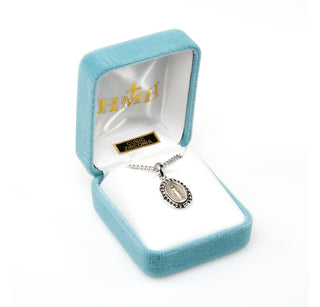 Sterling Silver Miraculous Medal with Cubic Set Zircons