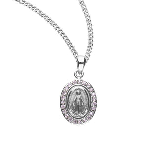 Sterling Silver Miraculous Medal With Cubic Set Zircons 7