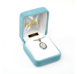 Sterling Silver Miraculous Medal with Cubic Set Zircons